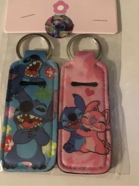 Kids Lilo & Stitch Pink and Blue Key Fob Set